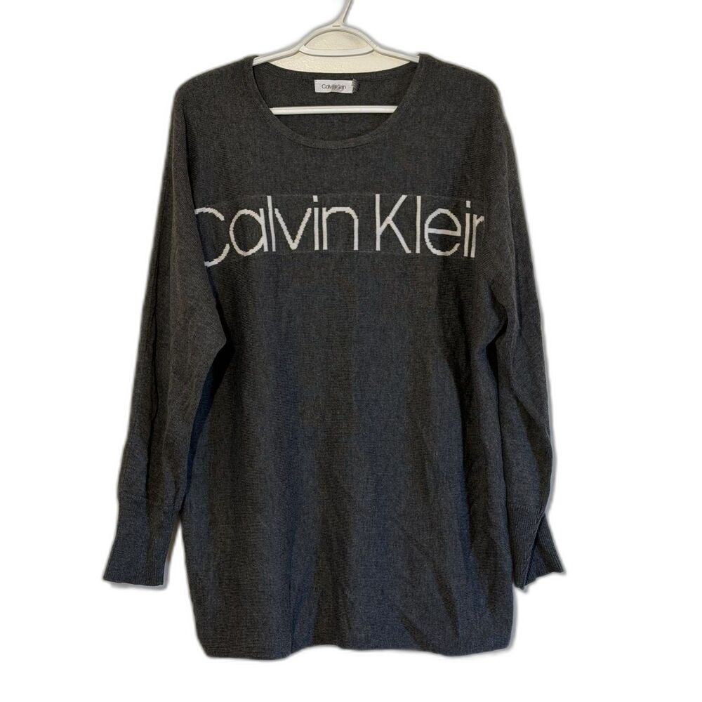 NWOT Calvin Klein Tunic Top Charcoal Gray Sz XL Gorgeous